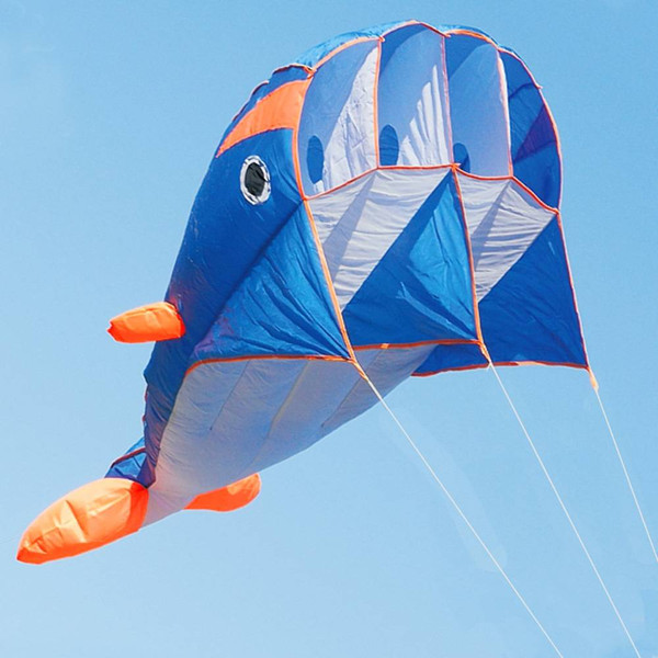 3D Kite Huge Frameless Soft Parafoil Giant Dolphin Kite Blue outdoor activity Adult Children kite toy US free shipping