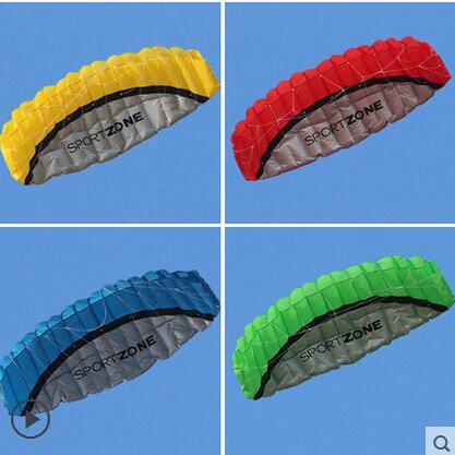 Parafoil kites Outdoor Fun High Quality 2.5m Dual Line 4 Colors Parafoil Parachute Sports Beach Kite Easy to Fly with Handle