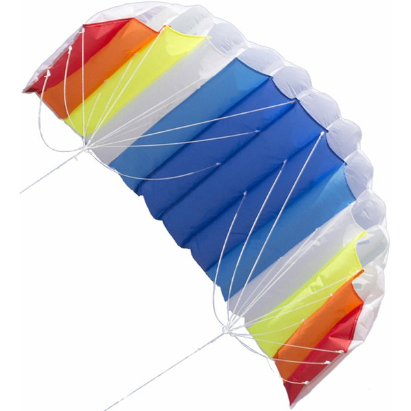 1.4M Double-line Rainbow Pattern Paraglider Soft Sorts Kite for Kids Outdoor Play Set Nylon Kite Braided Line