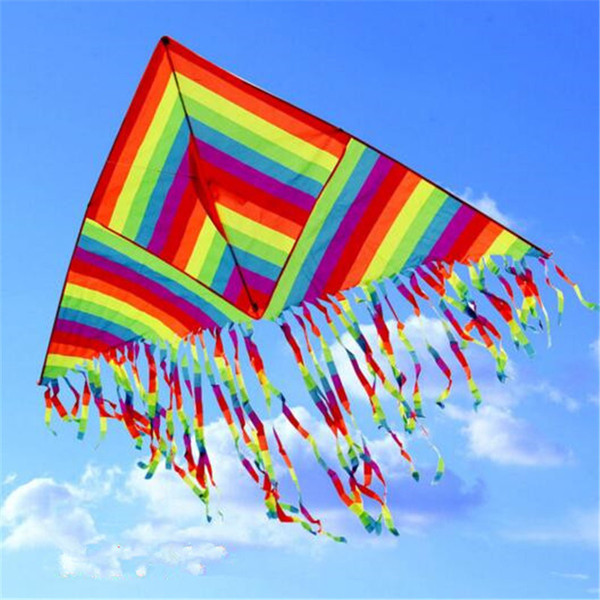 Rainbow Kite Summer Outdoor Toys Fun Sports Kite Children Triangle Color Kite Easy Fly Games Activities Kid Gift Fashion Activities Cartoon