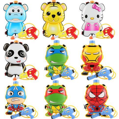 3pcs/lot Children Summer Beach Swimming Spider Man Backpack Kids Backpack Water Gun Pull Cute Animal Water Gun Toys Bag