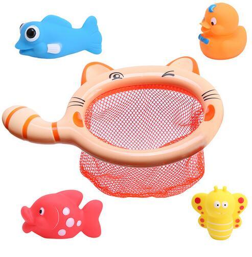 3 Sets Fishing Toys Network Bag Pick up Duck & Bee & Fish Kids Toy Swimming Classes Summer Play Water Bath Toy