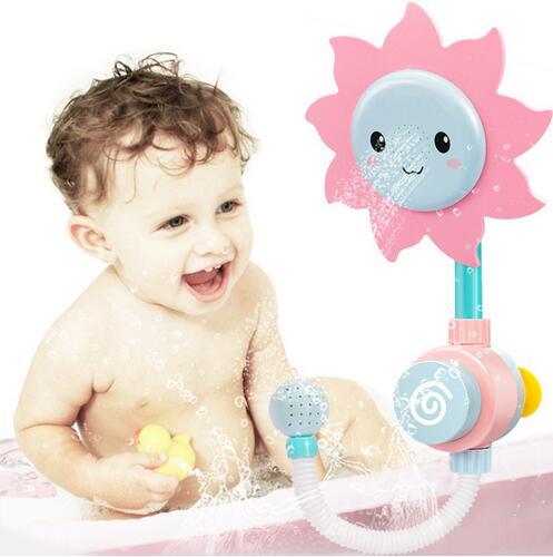 4pcs/lot Kawaii Baby Bath Toy Sunflower Shower Faucet Bath Water Play Learning Education Toy Candy Color Kids Children Gift