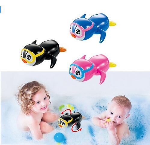 3pcs/lot Swim Penguin Wound-Up Chain Small Animal Baby Children Bath Toy Wind Up Swimming Penguin Bath Toy Small New Born Baby Bath Toy