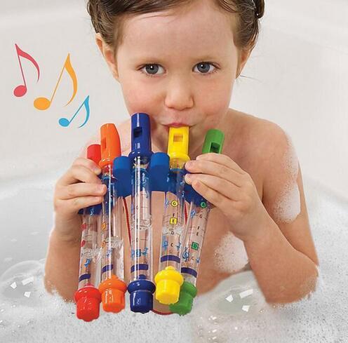 3ROW/lot (5pcs/row) Water Flute Toy Kids Children Colorful Water Flutes Bath Tub Tunes Toys Fun Music Sounds Baby Shower Bath Toy