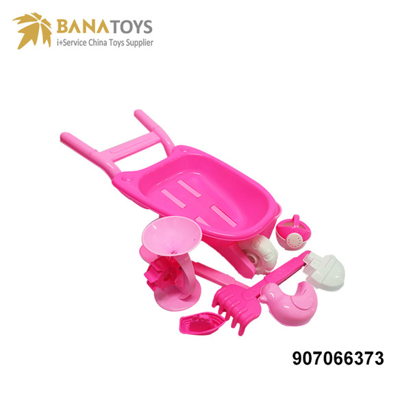 Interesting outdoor beach pink plastic cart toy set including tool the kids favourite gift release themselves Free Shipping