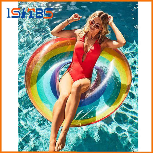 60/70/80/90/120cm Giant Rainbow Watermelon Swimming Ring For Adult Children 2018 Summer Inflatable Pool Float Water Toys Piscina