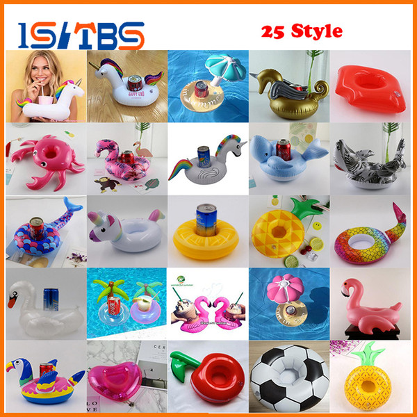 25 Style Flamingo Unicorn Drink Cup Holder Swan Inflatable Pool Float Beach Party Water Fun Toys Beverage Boat boia