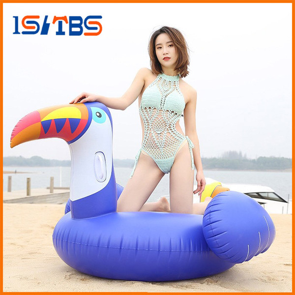 200cm Giant Inflatable Toucan Pool Float Summer Blue Ride-On Swimming Ring Adults Children Water Holiday Party Toys Piscina
