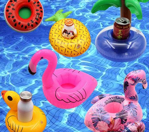 Inflatable Toy Drinks Cup Holder Watermelon lemon flamingo Pool Floats Coasters Flotation Devices For Kid Children Pool parties Bath Toy
