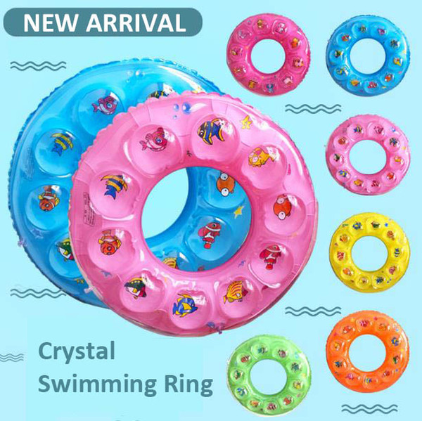 New Arrival Cool Whole Sale Summer Pool Floater Inflatable Circle Milti Color Plastic Crystal Swimming Rings
