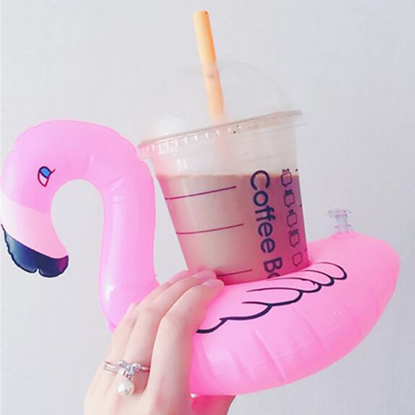 Inflatable Flamingo Drinks Cup Holder Pool Floats Bar Coasters Floatation Devices Children Bath Toy small size