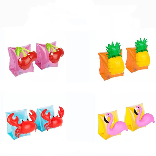 Baby Swim Arm Circle Crab pineapple Cherry Flamingo PVC Inflatable Float Arm Circle children Swim Sleeves Swim Ring Free Shipping H003