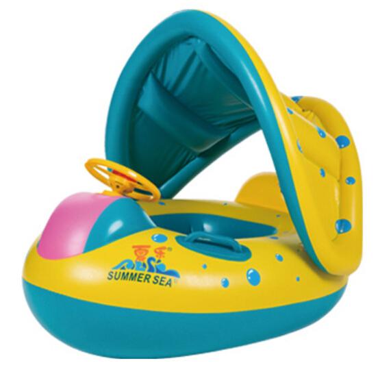 Safe Inflatable Baby Swimming Ring Pool Infant Swimming Pool Float Adjustable Sunshade Seat Baby Bathing Circle Inflatable Wheel