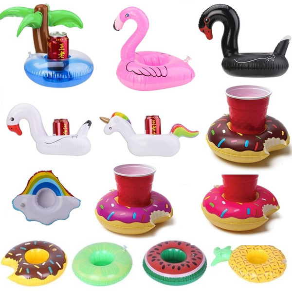New Flamingo Inflatable Floating Drink Botlle Holder 1500pcs/Lot Lovely Pink Floating Bath Kids Toys Christmas Gift For Kids Can Floats GC21