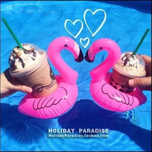 Inflatable Flamingo Drinks Cup Holder Pool Floats Bar Coasters Flotation Children Outdoor Swimming Bath sand play water fun Toy DHL SEN360