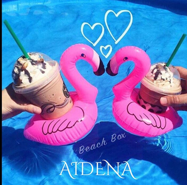 Inflatable Flamingo Drinks Cup Holder Pool Floats Bar Coasters Floatation Devices Children Bath Toy Drink Holder and Decoration