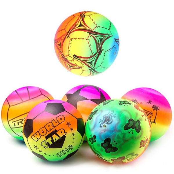 High Quality PVC 20CM Rainbow Inflatable Beach Ball Toy For Children Summer Pool Swimming Play Game Fun Party Ball Random