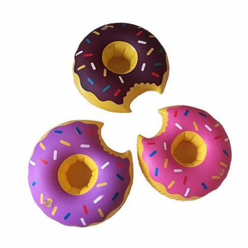 240pcs/lot Cute Hot Sale Inflatable Drink Can Holder Doughnut Shape Summer Beach Bath Toys A Perfect Decoration Cute Carton Shape