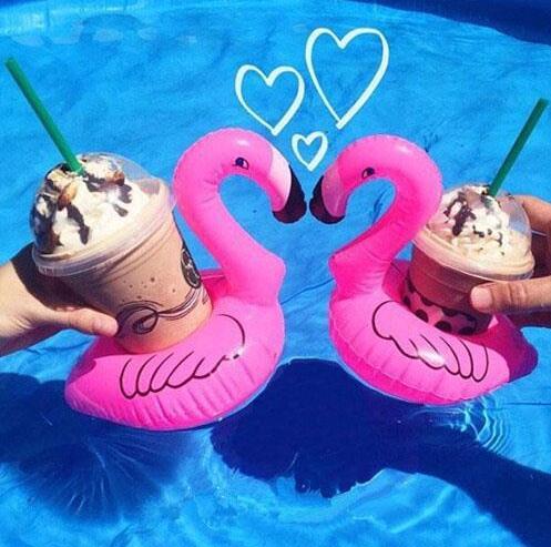Inflatable Flamingo Drinks Cup Holder Pool Floats Bar Coasters Floatation Devices Children Bath Toy