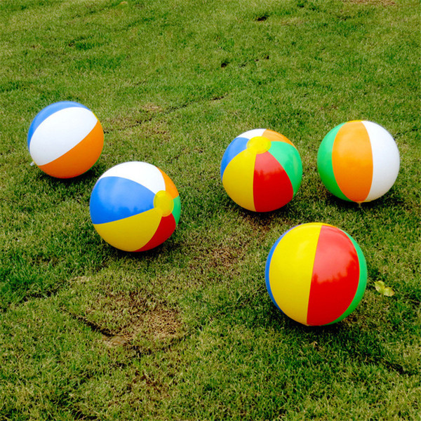 Beach Ball New Inflatable 6 colors Striped Rainbow Beach Ball Outdoor beach Ball Water Sports Balloon For Children 23cm B11