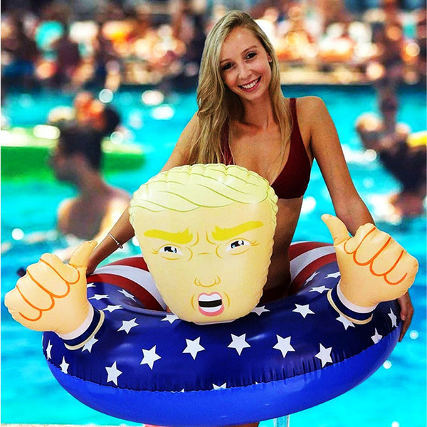 INS Cartoon Trump Swim Ring Inflatable Floats 110cm Giant Thicken Newest Summer Fun Inflatable Beach Play Water Fun Float Seat NEW A32004