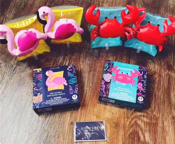 Kids Inflatable arm band cartoon swimming armlet flamingo Crab Baby swim rings safty assistive tools Inflatable Float Swim Arm Ring Y124