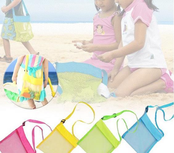 Colorful Portable Kids Sand Away Mesh Beach Bag Shell Sandpit Toys Storage