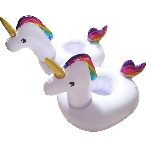 Unicorn Inflatable Cup Holder PVC Pool Drink Holders Swim Ring Beverage Boats Mini Swimming Bathing Toy in Buck Stock DHT89-2