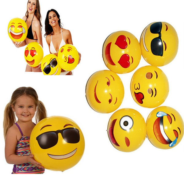 30CM PVC Beach Ball Toys Emoji Expression Face Inflatable Ball Adult Children Sand Play Water Fun Toys HH-T27