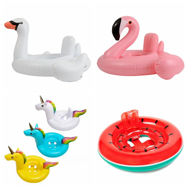 Baby Swimming Ring Unicorn Seat Inflatable Unicorn Pool Float Baby Summer Water Fun Pool Toy swan flamingo Kids Swimming float