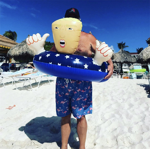 Cartoon Trump Swim Ring Inflatable Floats 110cm Giant Thicken Newest Summer Fun Inflatable Beach Play Water Float Seat 2019 Hot A32004