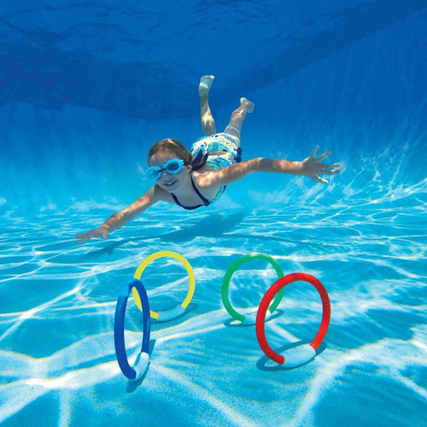 Child Kid Diving Ring Water Toys Underwater Swimming Pool Accessories Diving Buoys Four Loaded Throwing Toys 4 Pcs/Pack
