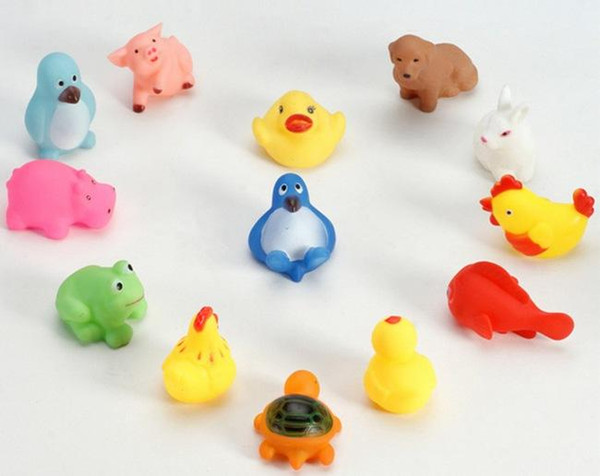cute Animal Bath Toy Bath Washing Sets Children Education Toys Rubber Yellow Ducks Children Swiming Gifts 390pc/lot