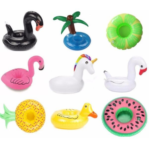 New Style INFLATABLE UNICORN CUP HOLDER Flamingo Drink holder for Pool Donut Floating Swimming Toys Party Drink Floating