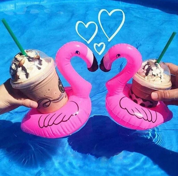 Summer Swimming Pool Floating Inflatable Flamingo Holder Water Drinks Cup Beach Mobile phone Cup Care Floating Row