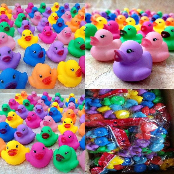 12pcs/pack Rubber Duck Baby Bath Toys Shower Water Floating Squeaky Rubber Ducks Colorful Bath Toy Children Water Swimming Funny Newborn Toy