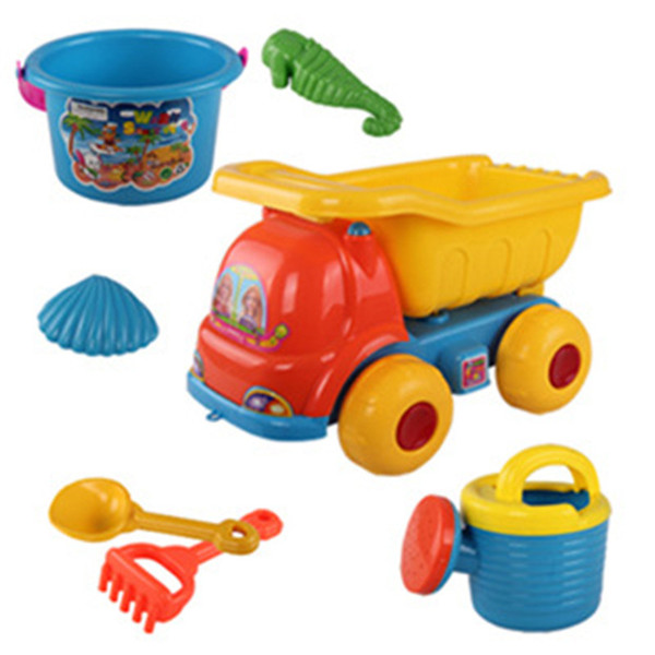 Model Car Beach Toys Kid Toys Children's 7 Pieces Beach Sand Large Toys Set Models Beach Pail Set