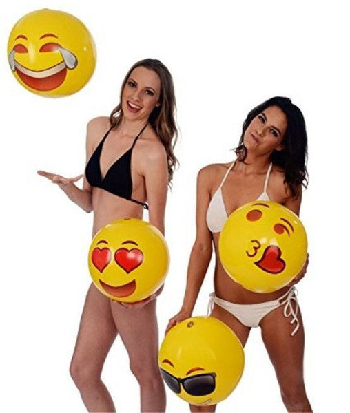 2016 New to the Emoji PVC Inflatable Beach Balls, Inflatable Ball Pool Outdoor Play Beach Toys G002