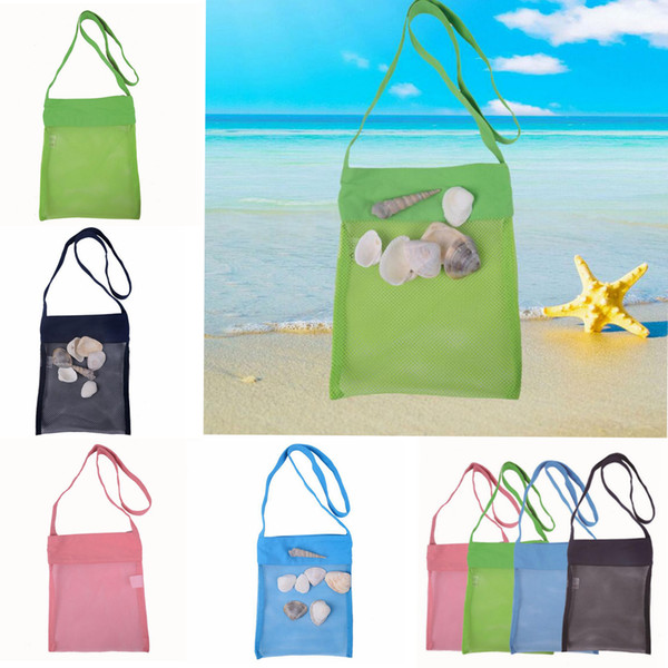 4 color Beach Mesh Pouch New Towel Mesh Carrying Box Tote Kid Ball Pouch Beach storage bag EEA100