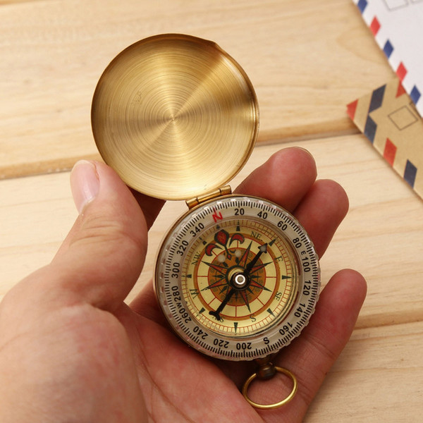 Useful Outdoor Sports Camping Hiking Portable Brass Pocket Golden Multifunction Fluorescence Compass Navigation Camping Tools toys B