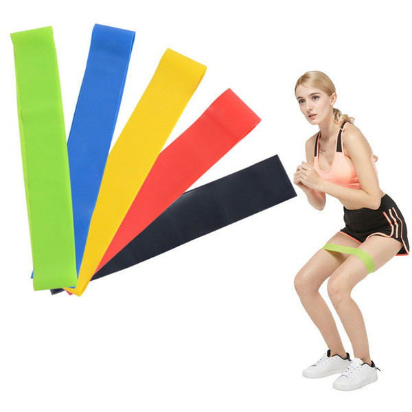 5PCS Set Resistance Band fitness 5 Levels Latex Gym Strength Training Rubber Loops Bands Fitness Equipment Sports yoga belt Toys OTH488