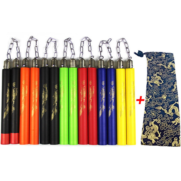 Bruce Lee Martial Arts Kung Fu EVA Foam Nunchucks Nunchakus with Dragon Pattern Training Practice Performance Kids Outdoor Sports Toy Gift