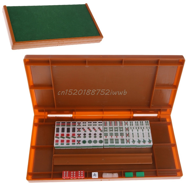 Portable Mini 144 Mahjong Set Mah jong Table Traditional Game Travel Foldable #T026#