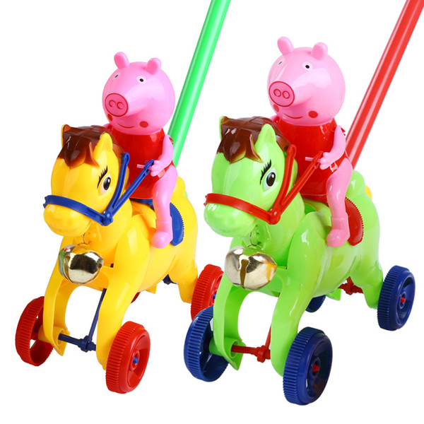 1 pcs Baby Walking Single Rod hand pushed Toys for children push bells cartoon trolley kids toy