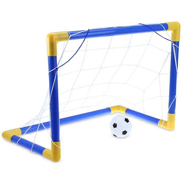 Folding Mini Football Soccer Goal Post Net Set with Pump Kids Sport Indoor Outdoor Games Toys Child Birthday Gift Plastic +NB