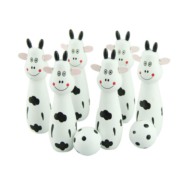 Essential WhiteChild Wooden Bowling Balls Children Animals Outdoor Fun & Sports Game Toy