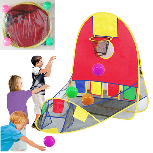 OTRESS Kids Foldable Out/indoor Sports Basketball Shooting Tent Toys With 4 Ocean Ball Portable Fun Toy Sport Play Gift VQ787