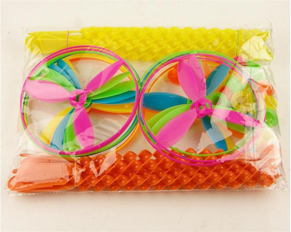 Children Flying Toys Hand Pushing UFO Bamboo dragonfly Toy Flying Disc Outdoor sports Toys for kids free shipping
