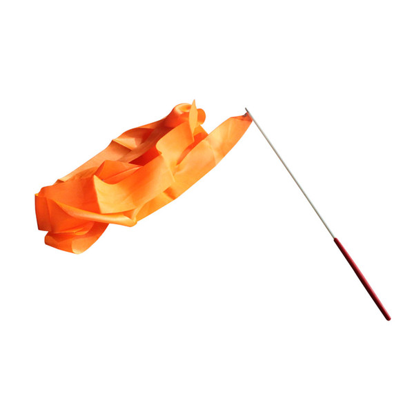 Dancing Ribbon Wand Ballet Ribbon Stick Rhythmic Gymnastics Fitness Streamer Twirling Rod for Kids Girls Orange